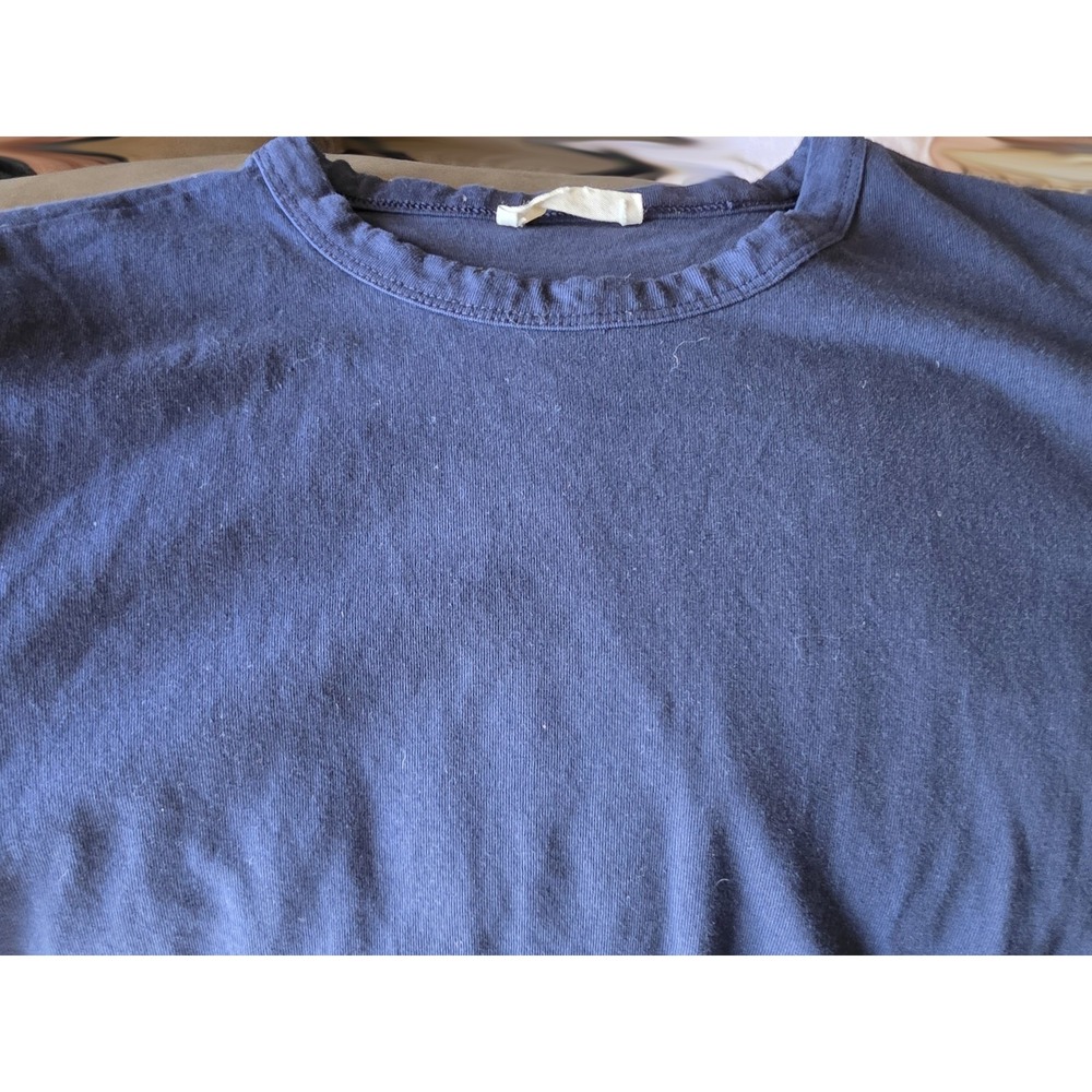 Madewell Women T-Shirt Short Sleeve Navy Solid Cotton Round Neck Tee Top - Picture 5 of 6